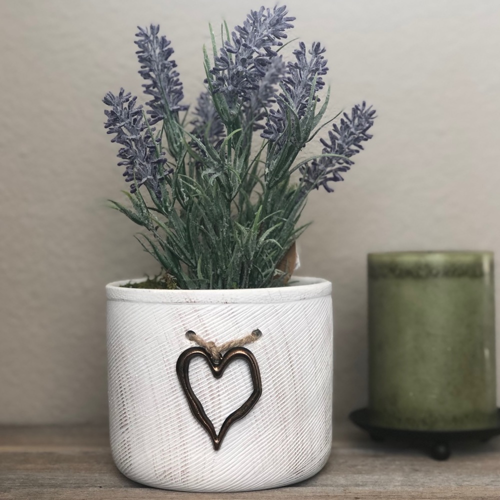 Farmhouse Faux Lavender In A Decorative Pot
